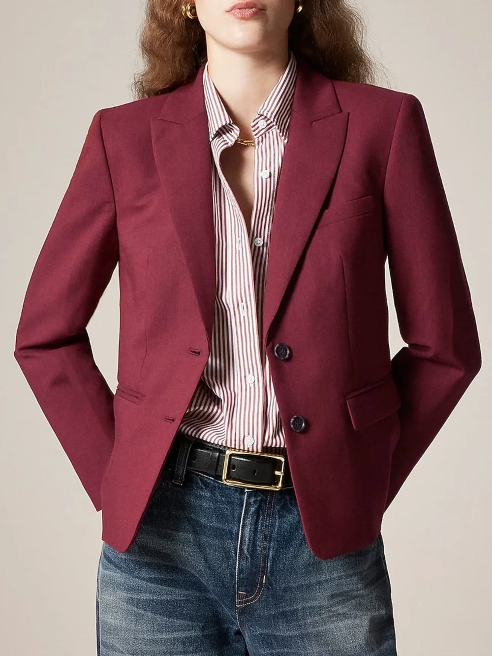 J crew École blazer in Italian gauzy wool blend rich burgundy